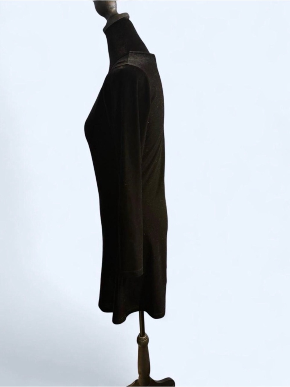 Joules Black Velvet Long-Sleeve V-Neck A-Line Dress - Picture 3 of 5